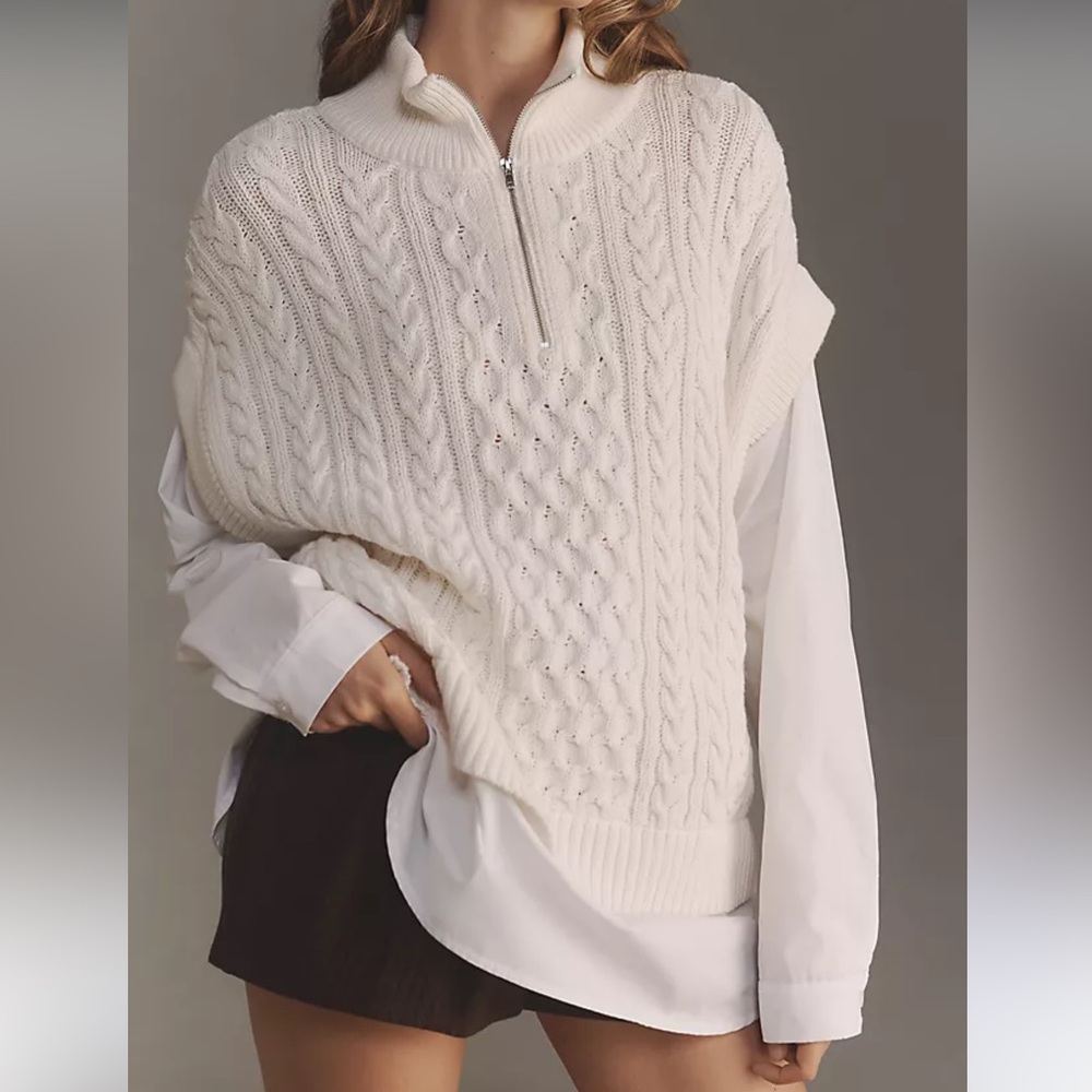 Pilcro by Anthropologie  Chunky Cable-Knit Twofer Sweater
